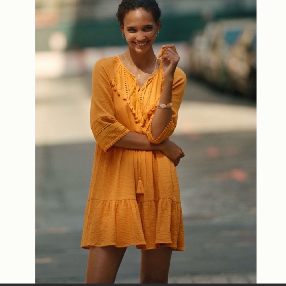 Anthropologie Mustard Yellow Dress